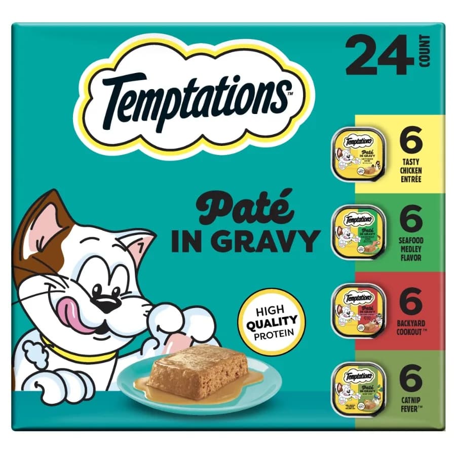 Pate in Gravy Variety Pack Cibo Umido per Gatti Adulti per Nutrizione e Idratazione Quotidiana, Gusti Assortiti, Vaschette da 3.5 oz, Confezione da 24, Texture Ricca