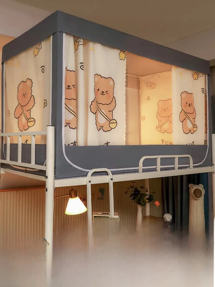 Integrated Mosquito Net Dormitory Bed Curtain Top Bunk Bed Universal Strong Light Blocking Cloth University Support Full Wrap...