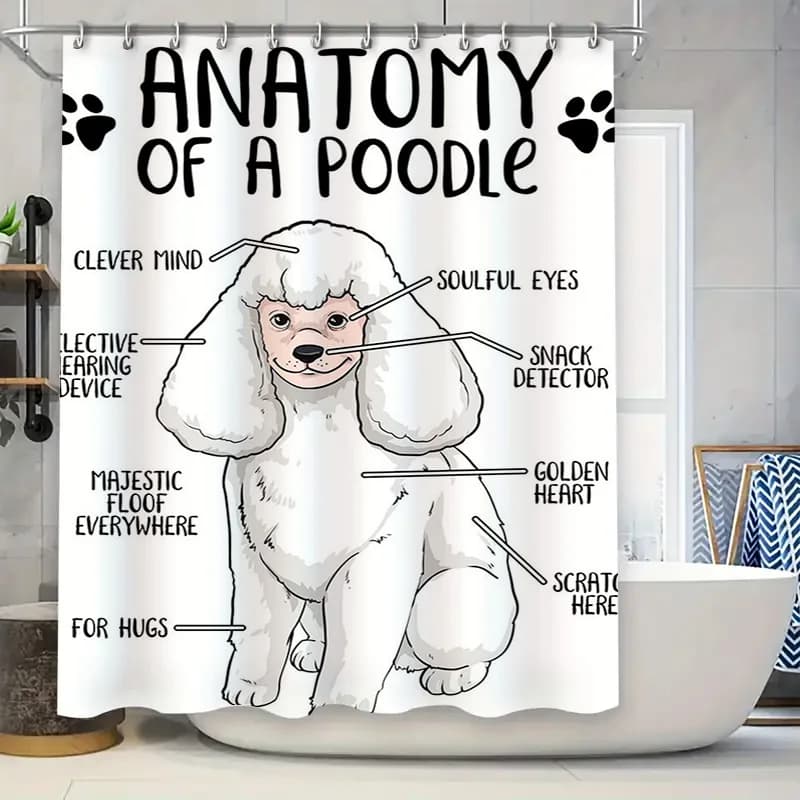 Tenda da doccia anatomica Barboncino Tappetino da bagno Decorazione per accessori da bagno Decor Divertente idea regalo per la casa