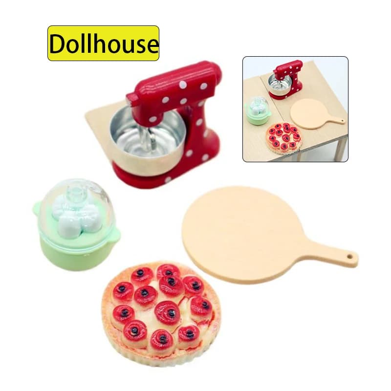 1 Set Simulation Pizza Dining Plate Egg Model Toy Dollhouse Mini Blender Kitchen Decoration DIY Doll House Miniatures Accessory
