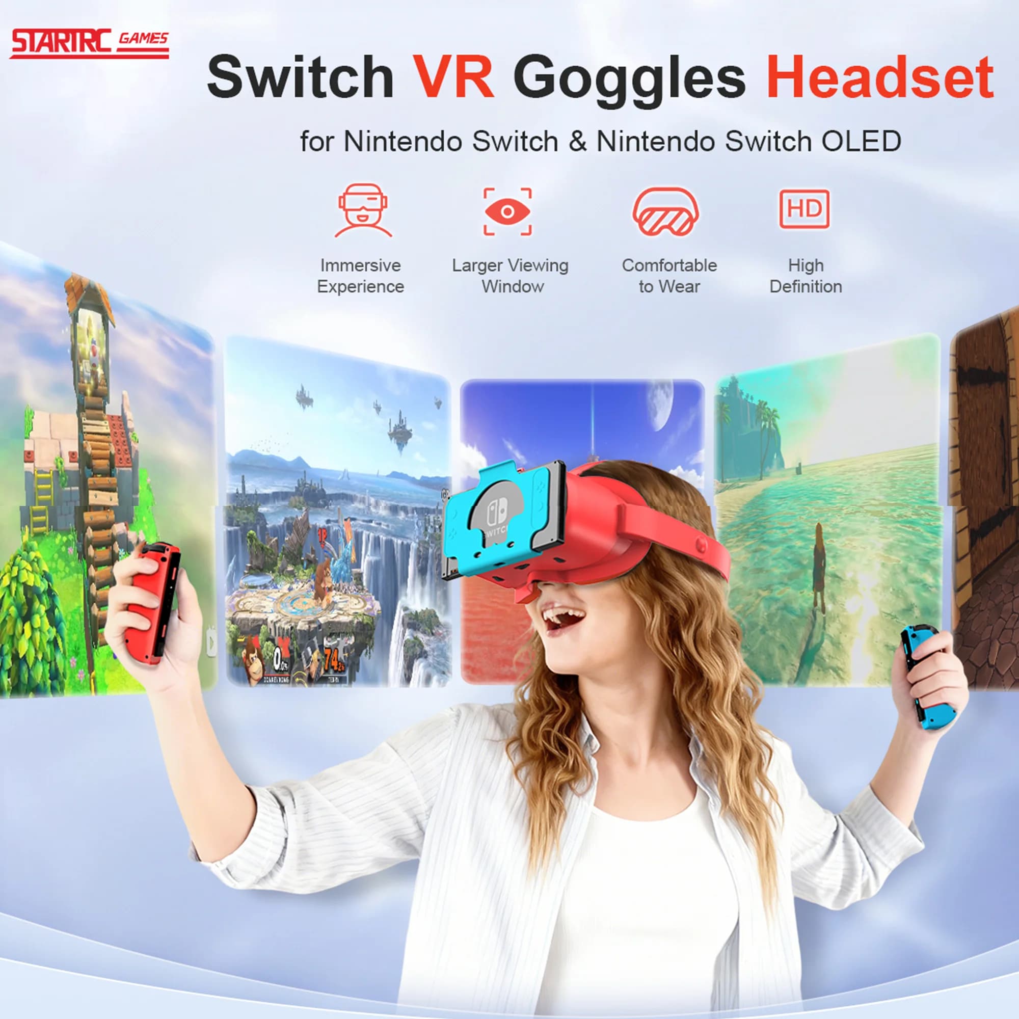 Visore VR per Nintendo Switch e Switch OLED, Kit VR Labo con Lenti Regolabili, Occhiali 3D per Esperienza di Gioco VR