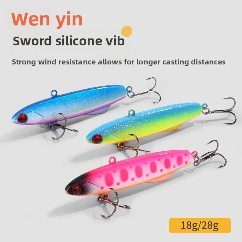 Nuovo tipo di esca esca, esca affondante vibrante in silicone affilato, amo per esca per pesci finti con lancio a lungo raggio, esca simulata