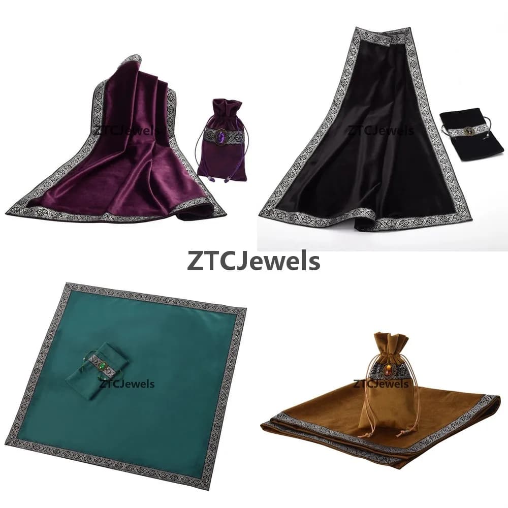 Tovaglia in Velluto per Tarocchi con Borsa, Panno per Divinazione Wicca, Accessori per Giochi da Tavolo e Cosplay