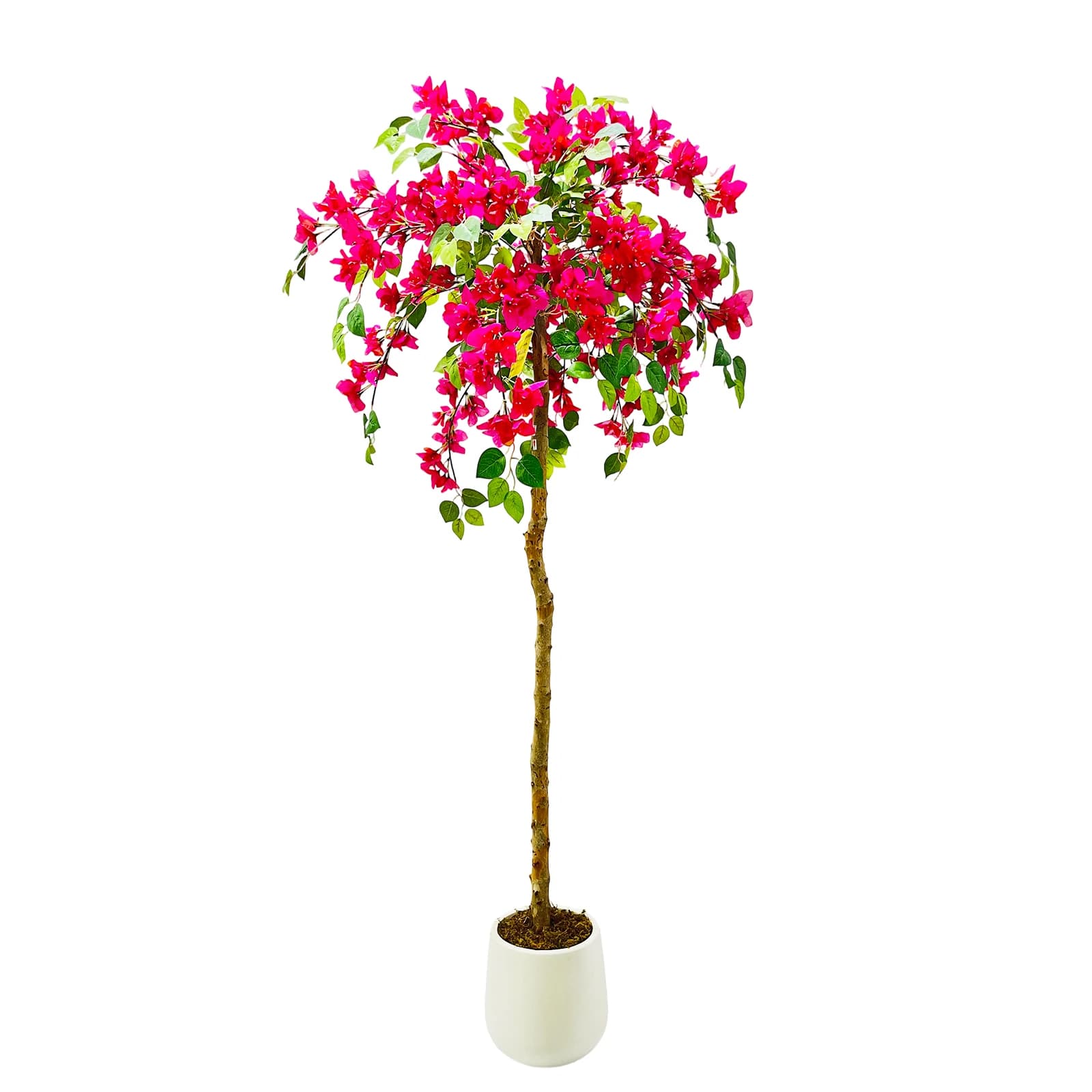 Artificial Bouganville Tree with Natural Wood Spool, Decorative Plant for Interior and Exterior, Ideal for Entrance and Balcony