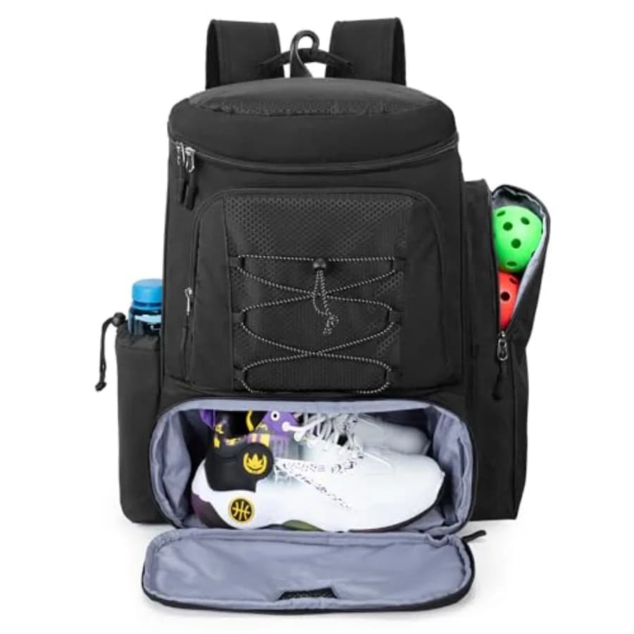 Borsa Zaino per Racchette da Pickleball per 4 Racchette con Gancio per Recinzione, Borsa per Attrezzatura da Pickleball con Scomparto per Scarpe per Uomini e Donne