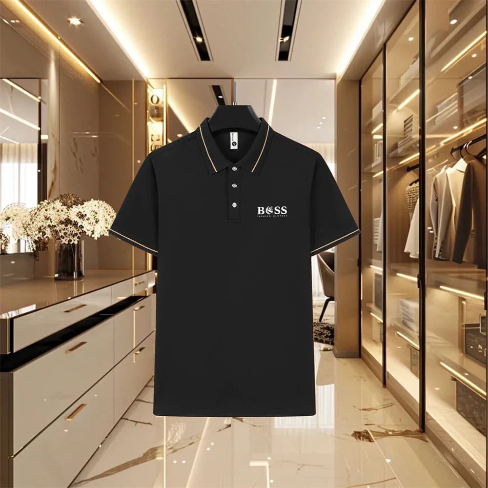 Nuova Polo da Uomo 2026 con Stampa Estiva, Colletto a Righe, Manica Corta, Casual, Traspirante, Lusso Leggero, T-Shirt Fresca