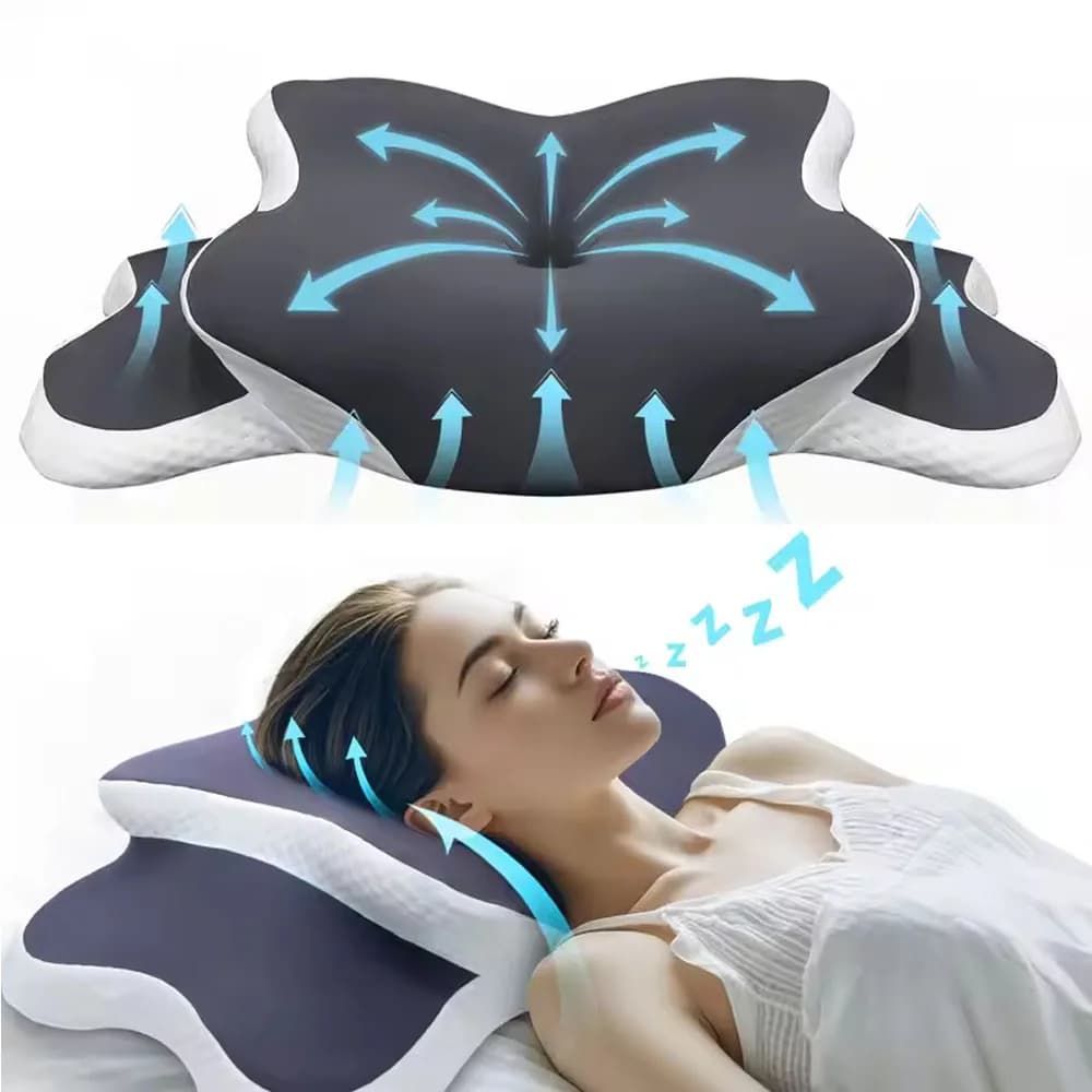 Cuscino Cervicale Ergonomico in Memory Foam con Federa in Seta Ghiacciata, Supporto Regolabile per il Collo per Chi Dorme sulla Schiena e di Lato, Sollievo dal Dolore