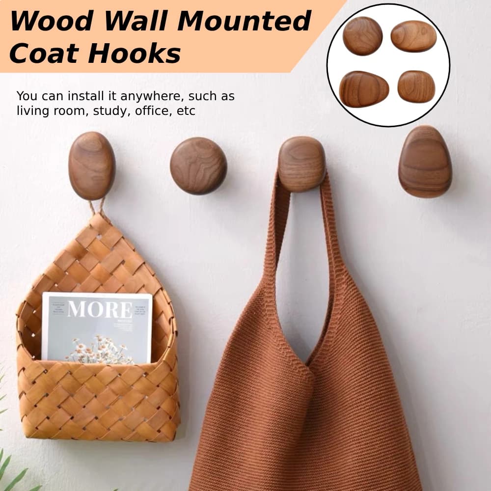 4x Ganci appendiabiti da parete in legno Ganci portaoggetti minimalisti Manopole moderne per armadietti in legno rustico per cappello Sciarpa Borsa Asciugamano Camera da letto