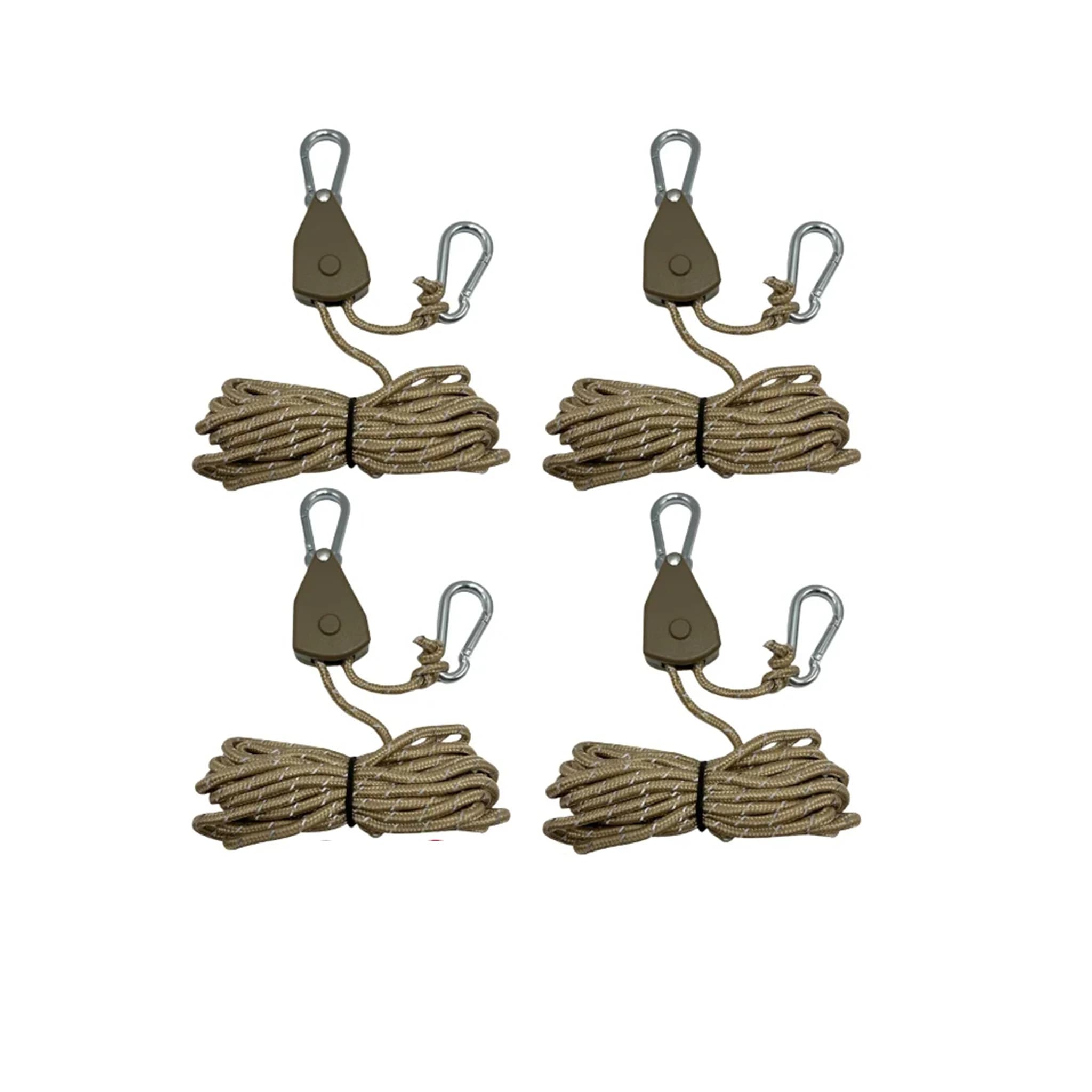 4 Pezzi 4m Corda da Campeggio, Tensionatore a Cricchetto con Fibbia di Fissaggio e Puleggia per Tende, Luci e Corde Antivento per Tendalini da Campeggio