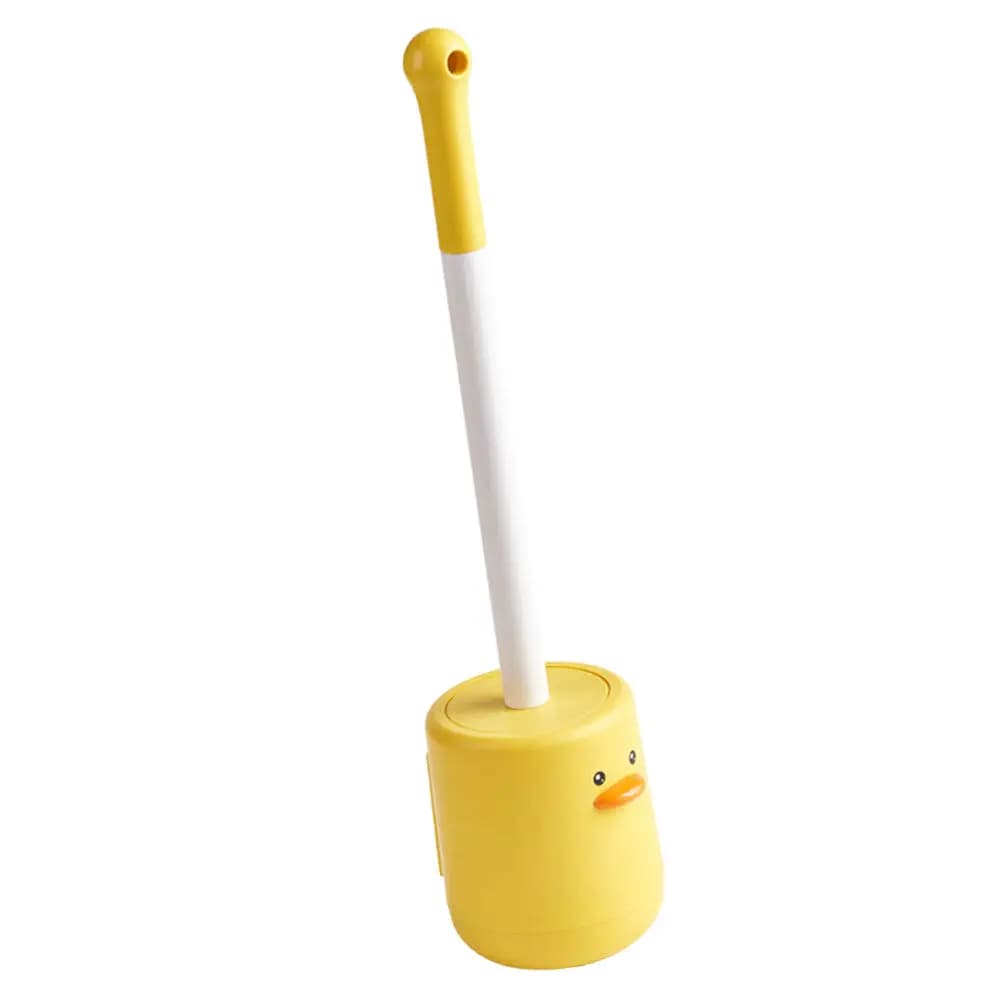 Set Spazzola per WC Stile Anatra con Supporto a Parete e Manico Lungo per Pulizia Igienica del Bagno