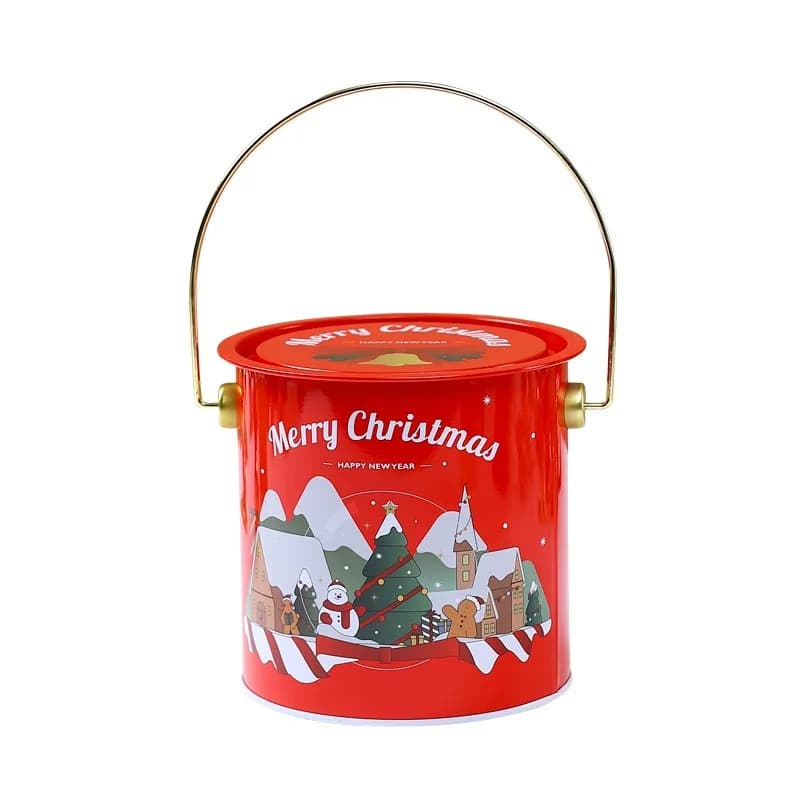 Creative Handheld Christmas Storage Tub Multi-use Carry Bucket for Sweets Snacks Dried Fruit Kids Gift Packaging Organizer Box
