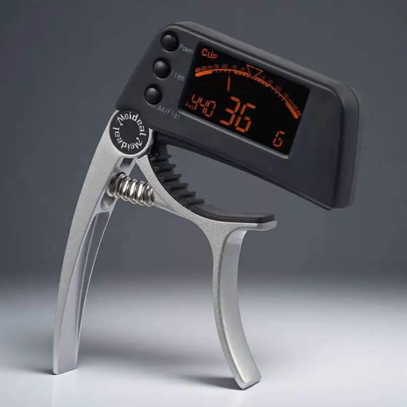 Accordatore per Chitarra LCD 2-in-1 con Clip, Elettronico, per Chitarra Acustica, Elettrica, Basso, Ukulele, Banjo, Violino, in Bronzo