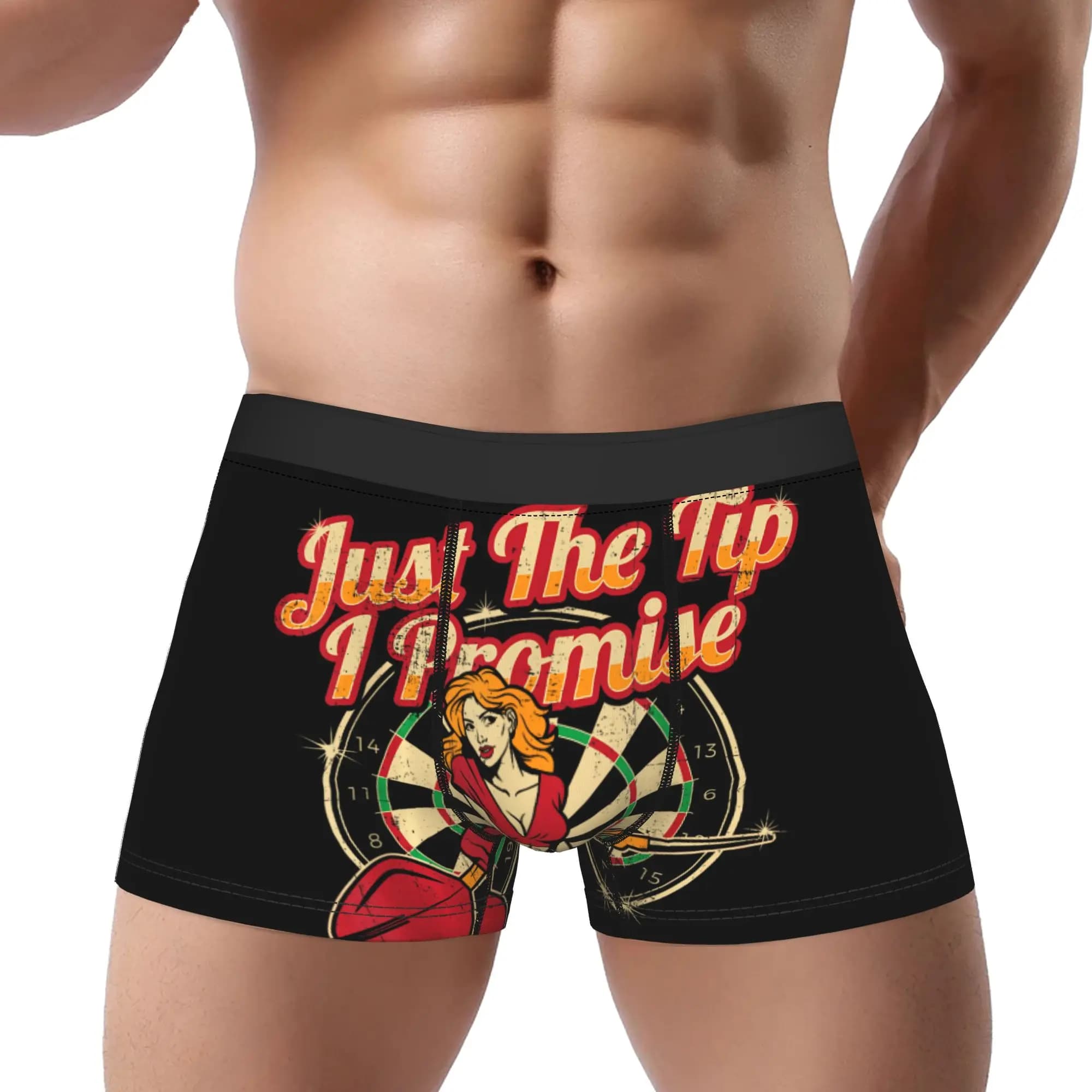 1 Pezzo Slip da Uomo Traspiranti e Ventilati con Stampa 'Dart Just The Tip I Promise', Regalo per Giocatori di Freccette