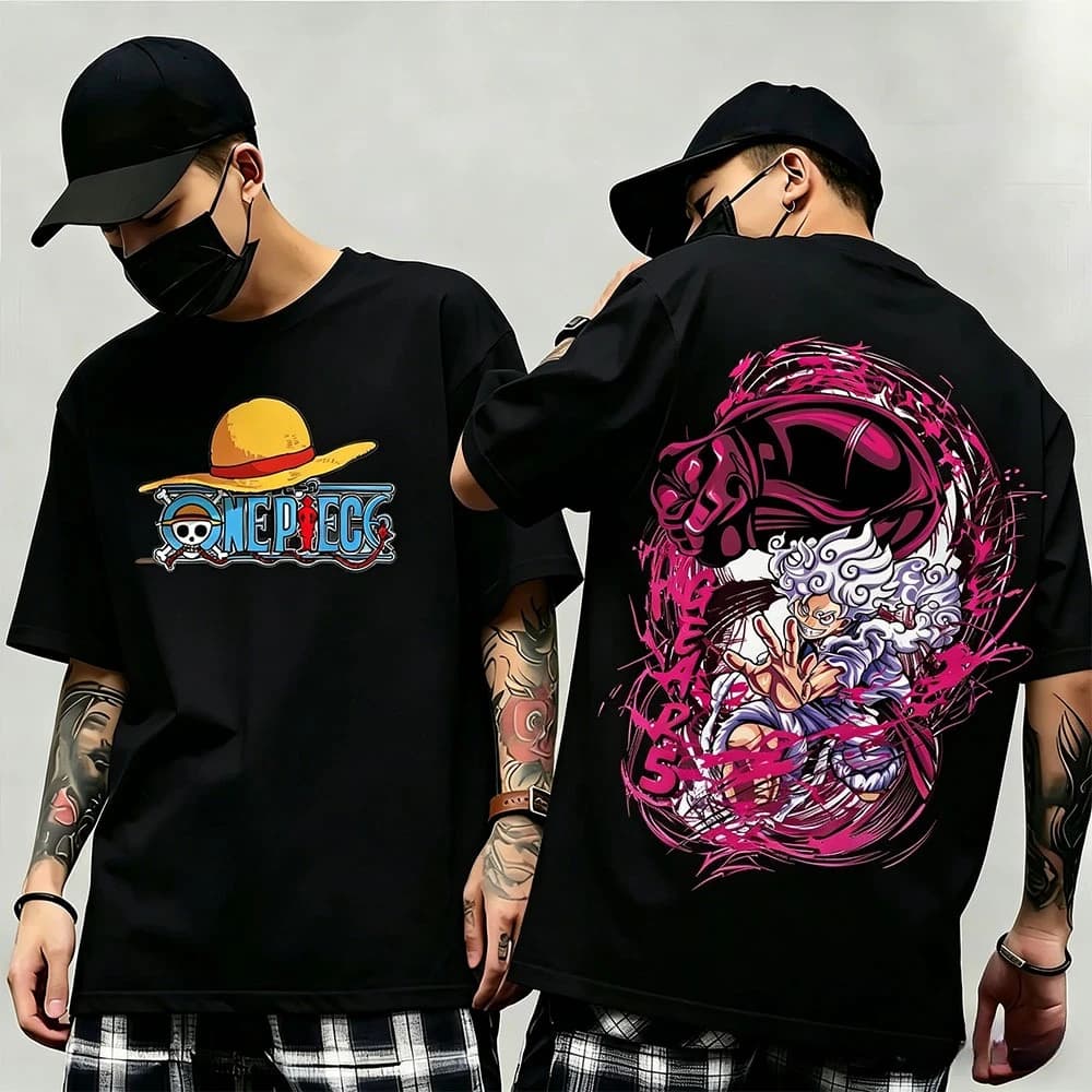 Nuovo arrivo estivo: T-shirt con stampa One Piece, unisex, stampa anime, top casual a maniche corte, top streetwear alla moda, stile Y2K.