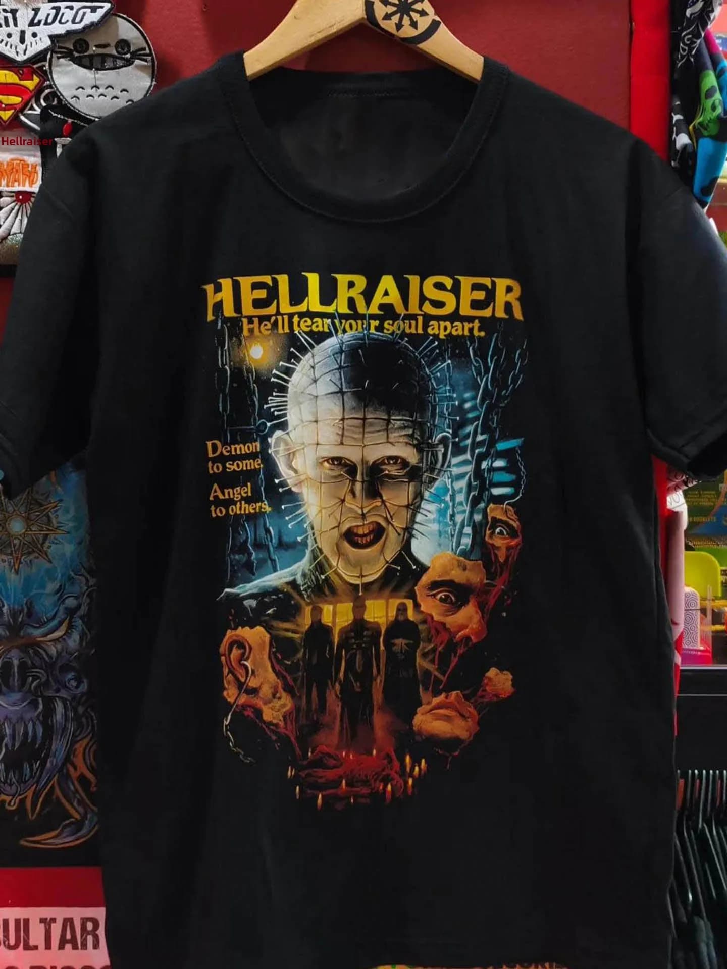 Hellraiser Gothic Style Short Sleeve T-Shirt Vintage Dark Cotton Breathable round Neck Print Casual Top for Youth And Teens