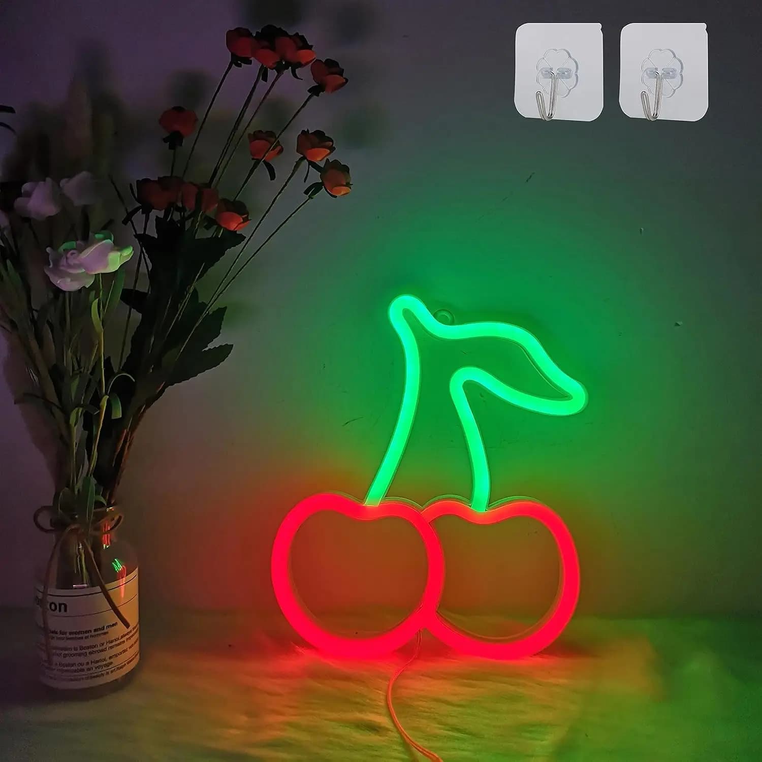 Insegna luminosa al neon ciliegia Luce al neon alimentata tramite USB/batteria per la casa Bar Cucina Sala Cafe Decorction Regalo Luce notturna