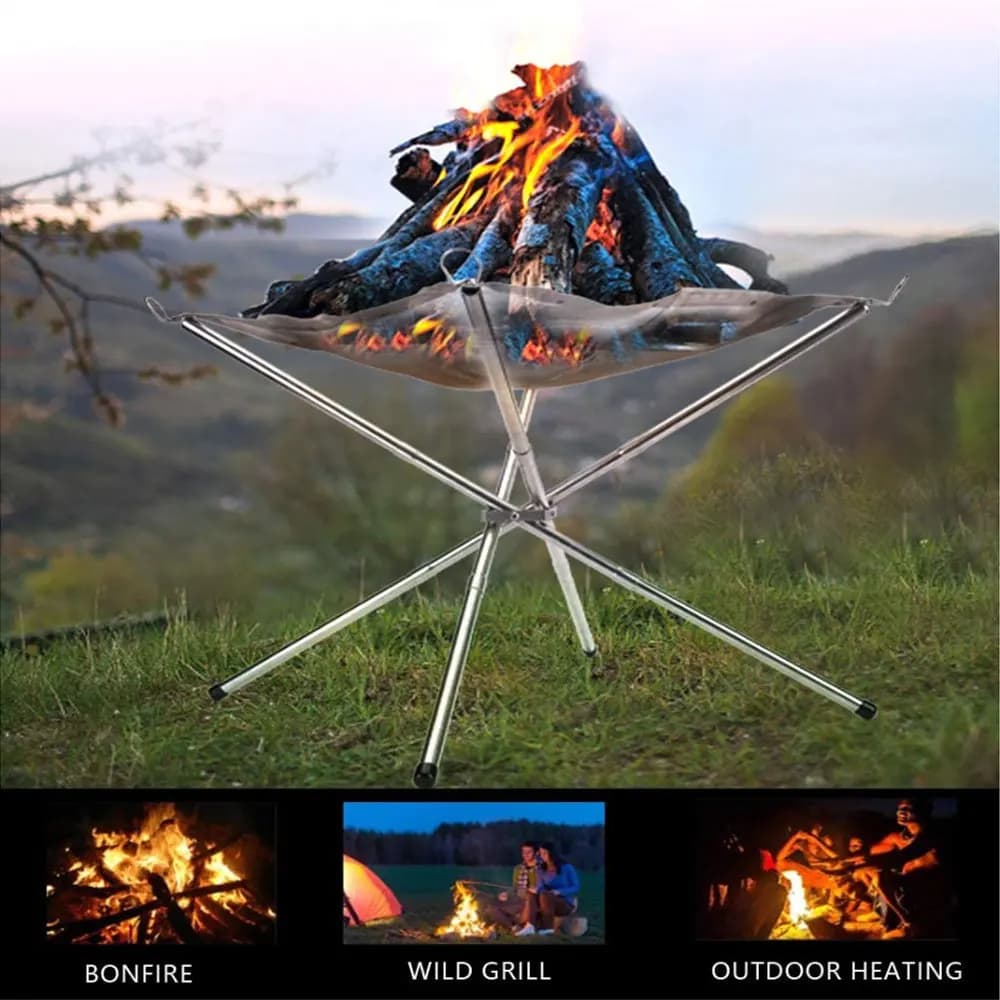 Campeggio all'aperto in acciaio inox Burning Rack ultraleggero portatile pieghevole campeggio stufa a legna fuoco stufa riscaldamento a carbone