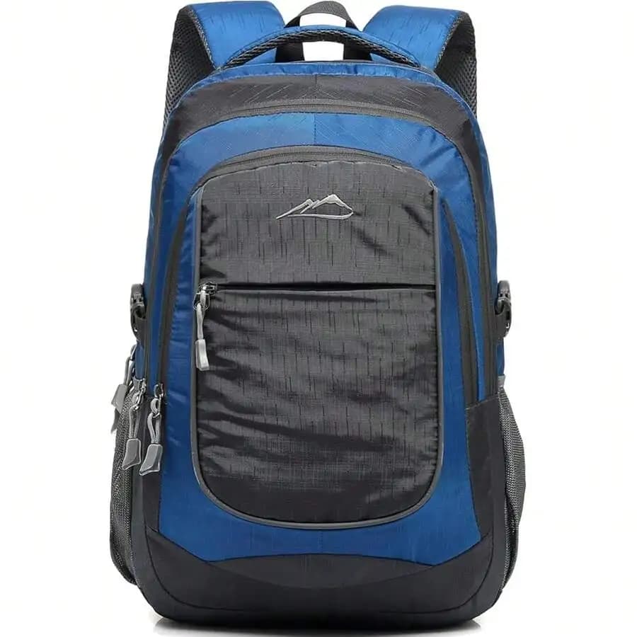 Zaino da viaggio robusto per laptop da college fino a 15,6 pollici, multicomparto, riflettente, blu chiaro