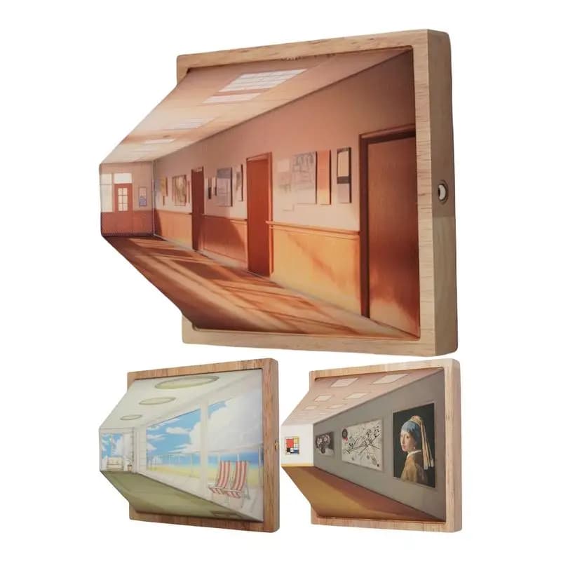 Lampada da parete con luce notturna per visione notturna a vista nuda 3D Decorazione per soggiorno Camera da letto Lampada da tavolo con atmosfera ricaricabile in legno