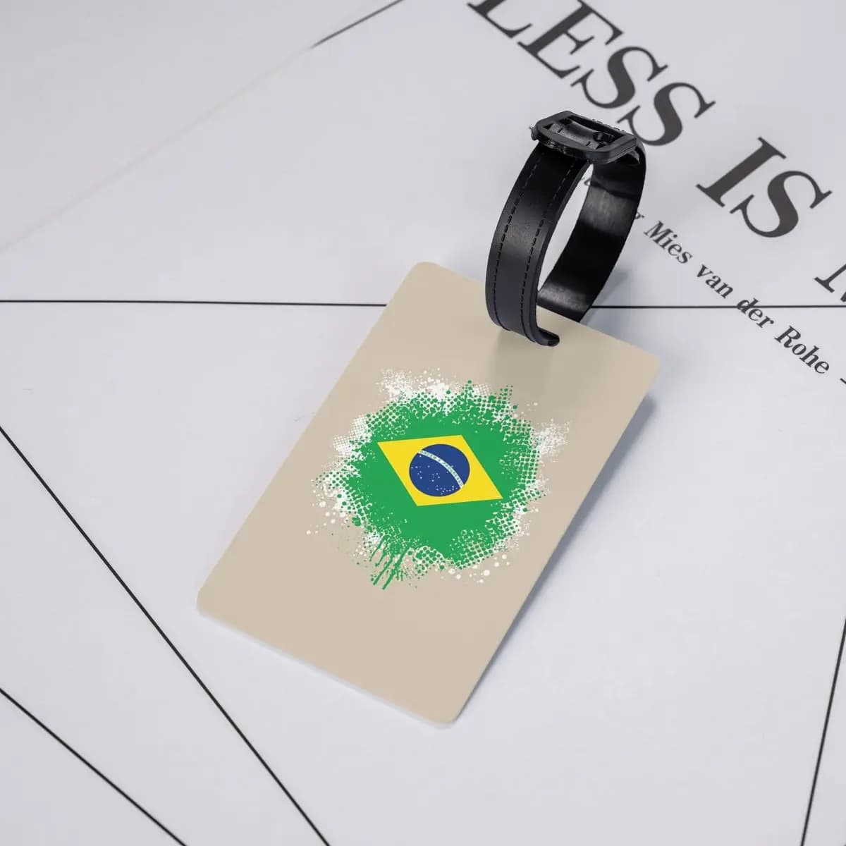 Bandiera del Brasile - Etichette per bagagli Splat, accessori per valigie, etichetta per bagaglio da viaggio, porta etichette, identificativo, nome, indirizzo