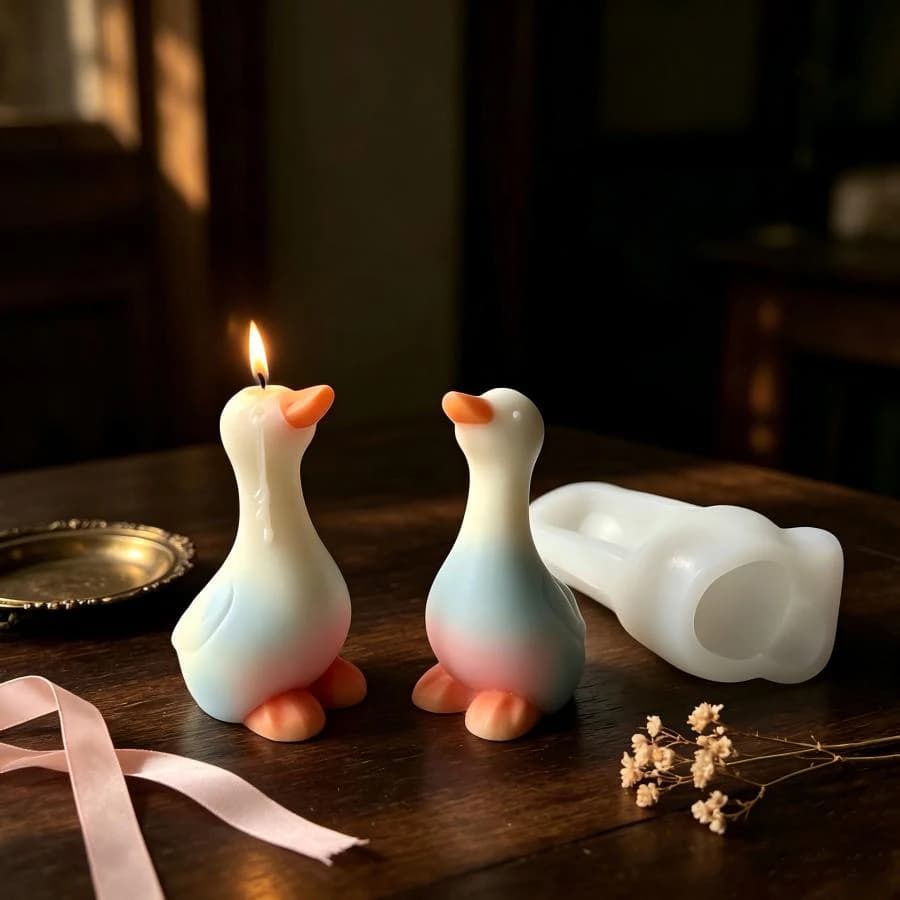 New 3D Duck Silicone Mold, DIY Handmade Duck Shaped Aromatherapy Candle Soap Gypsum Craft Cement Molds, Home Decoration Gift