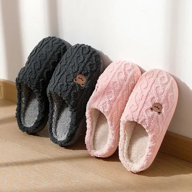 Scarpe soffici invernali Pantofole in cotone da donna Orso cartone animato Suola spessa Scivoli caldi Uomo Donna Coppia Casa Scarpe basse in peluche per interni