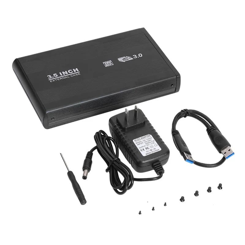Custodia per disco rigido da 3,5 pollici SATA USB 3.0 Custodia per disco rigido in lega di alluminio Custodia per disco rigido esterno con cavo USB per PC Computer portatile