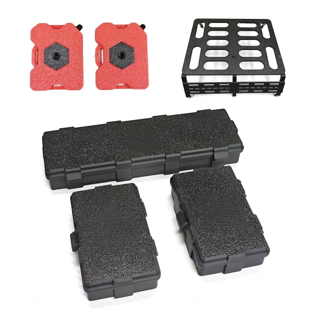 KM Traction Hobby RAM1500 TRX Roll Bar + Luggage Box + Fuel Tank Scale Body Parts Set For 1/8 RC Crawler Upgrade