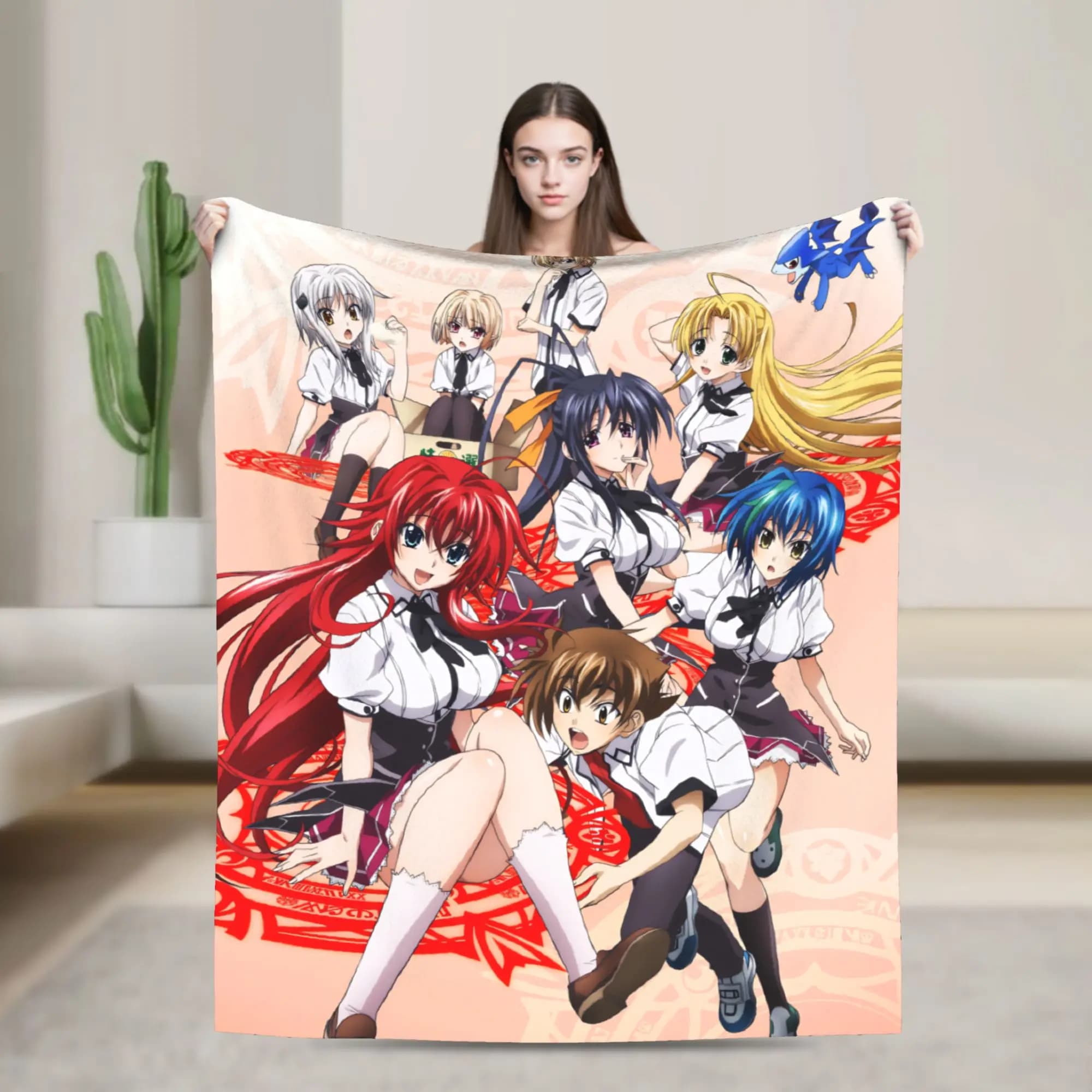 Coperta in flanella DxD della scuola superiore Coperta super calda anime per soggiorno Copriletto decorativo divertente Copridivano