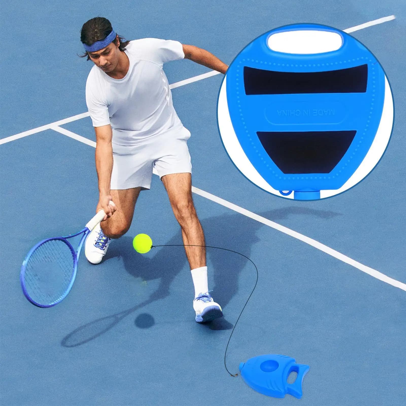 Tennis Rebounder Trainer With String Ball Weighted Base Self Tennis Trainer Practice For Beginners Sport Exercise Backyard