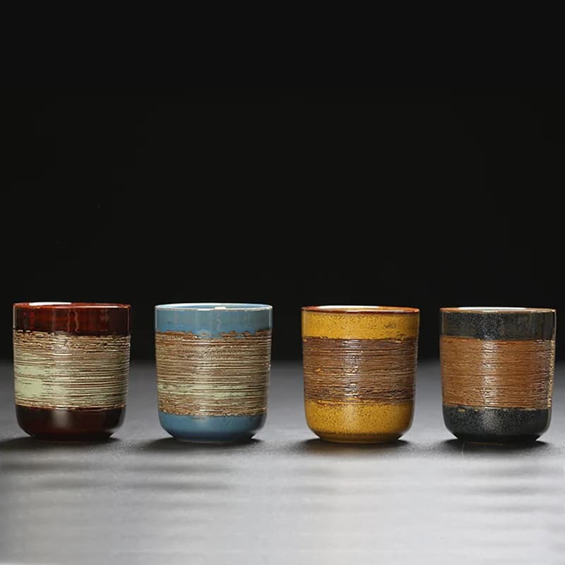 Japanese Kiln Tea Cup Creative Brushed Coffee Cup Retro Coarse Pottery Master Cup Coffee Cups Tea Cup