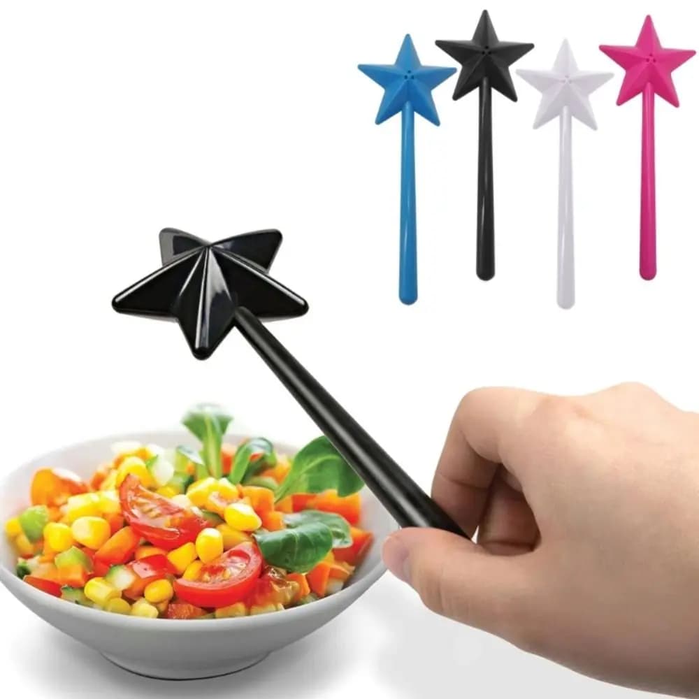 Dispenser di spezie portatile Set di Shaker per condimenti sale pepe Shaker ricaricabile Magical Star Wand Kitchen Dining BBQ Supplies