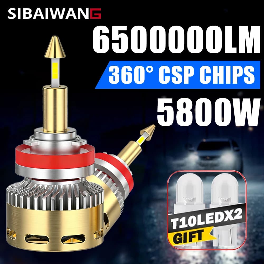 New 360 H7 H4 LED Headlight Bulb Mini H1 H11 9005 9006 HB3 HB4 9012 Hir2 4 Side CSP Chip LED Car Headlamp Auto Diode Turbo LED