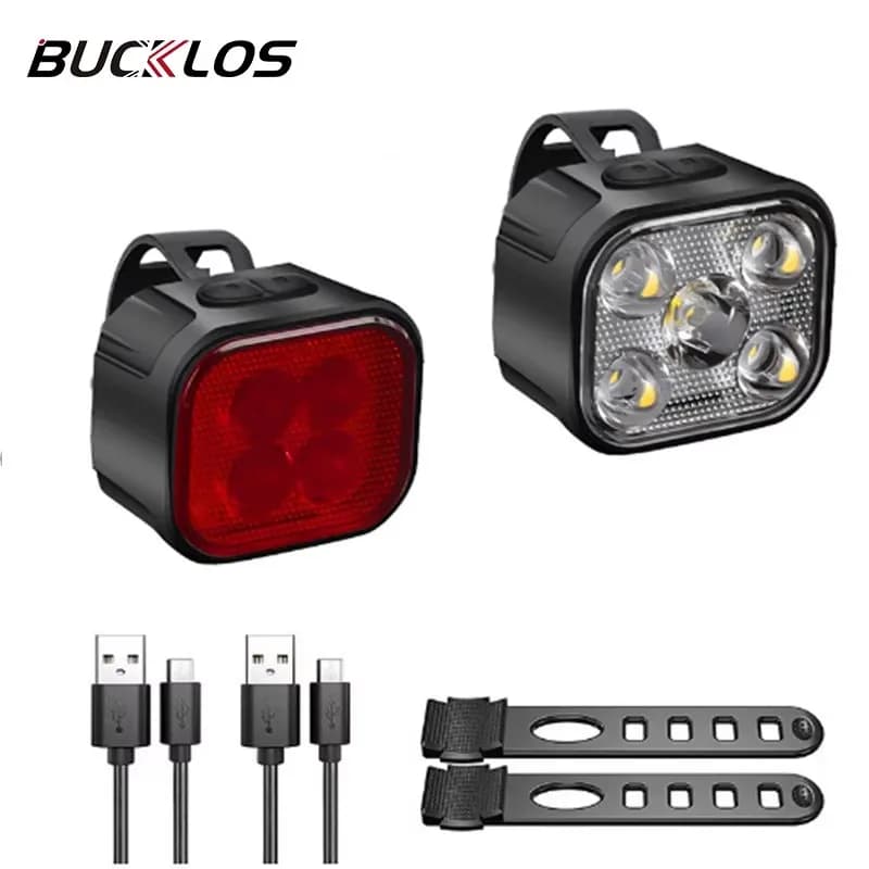 Luci per Bicicletta Anteriori/Posteriori/Set, Ricaricabili USB-C, Faro e Fanale Posteriore, Illuminazione per MTB, Lampada per Mountain Bike, Accessori per Ciclismo