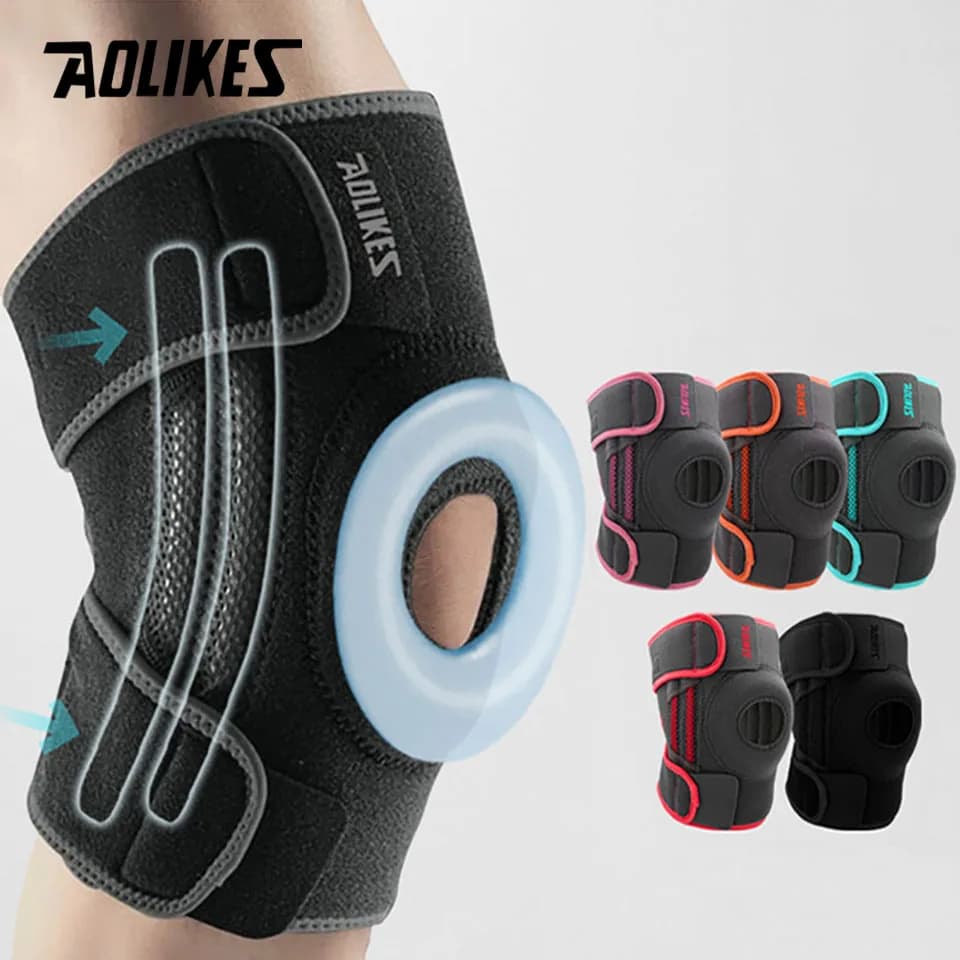 AOLIKES 1PCS Knee Pad with side stabilizers and gel pads for the knee pain maximum support and quick recovery for men and women
