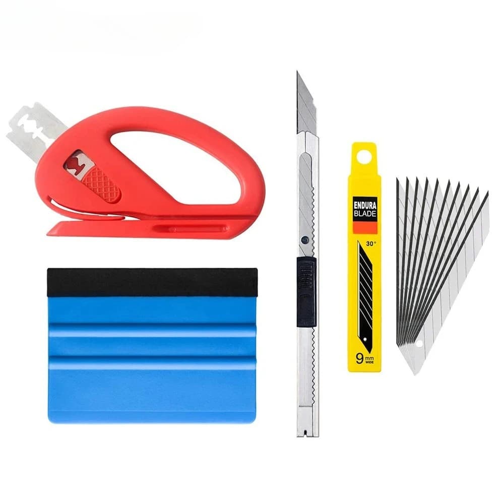 Set di 4 Spatole per Pellicola Vinilica Auto, Kit di Installazione Adesivi per Veicoli, Coltello Taglierino, Accessori per Styling Auto