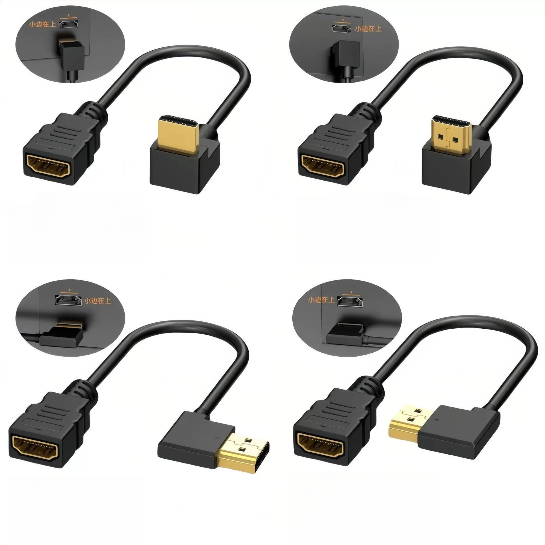 Cavo di prolunga HDMI compatibile con HDMI, connettore angolato maschio-femmina, 60Hz 4K, placcato oro, per monitor, display e tablet