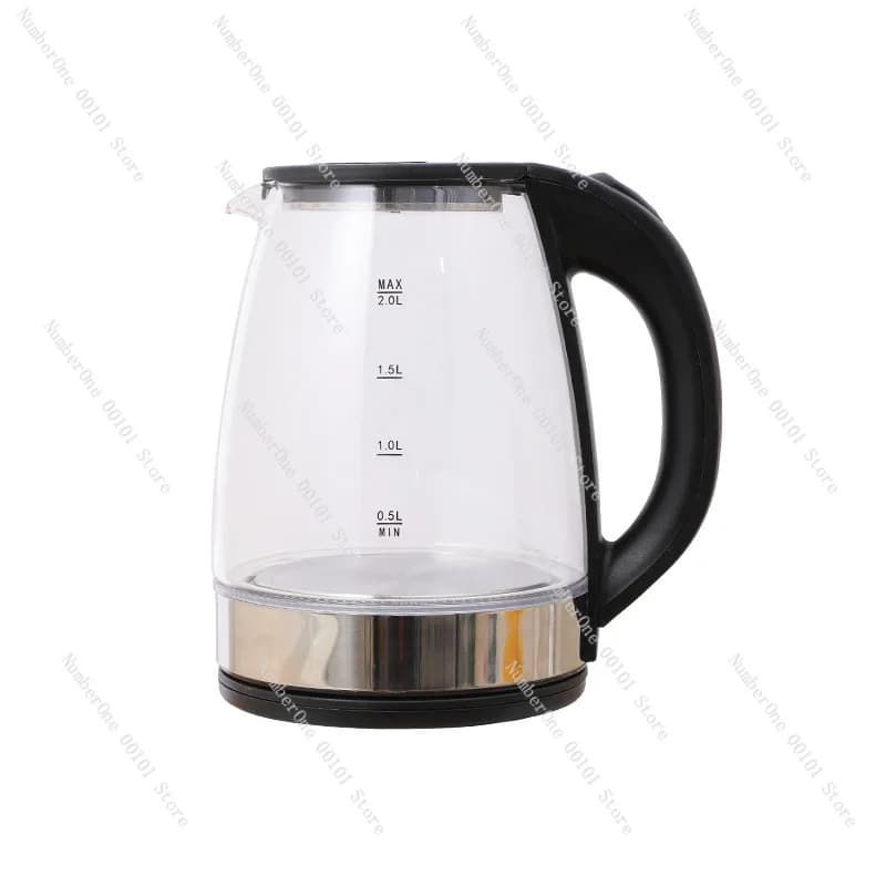 Standard American 110V Standard European 220V Stainless Steel Glass Transparent Light Blue LED Water Hot