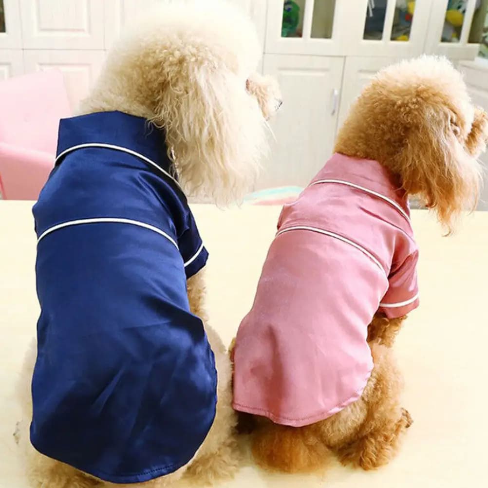 Dog Sleep Clothes Cotton Short Sleeve Pet Pajamas Fashion Stripe Pattern Lightweight Windproof for Everyday Indoor Use Sleeping
