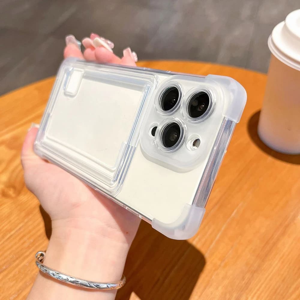 Card Holder Transparent Phone Case For Samsung A54 A53 A15 A35 A33 A25 A12 A05 S24 Ultra S23 FE S22 Plus Wallet Clear Soft Cover