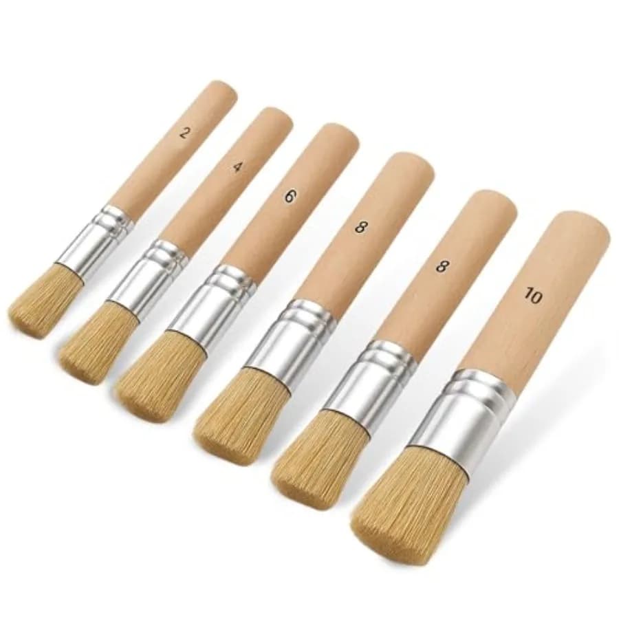 Wooden Stencil Brush for Art Stencils, 6Pcs Reusable Washable Stencil Brush Lightweight Stencils Paint Brushes for Acrylic Pain