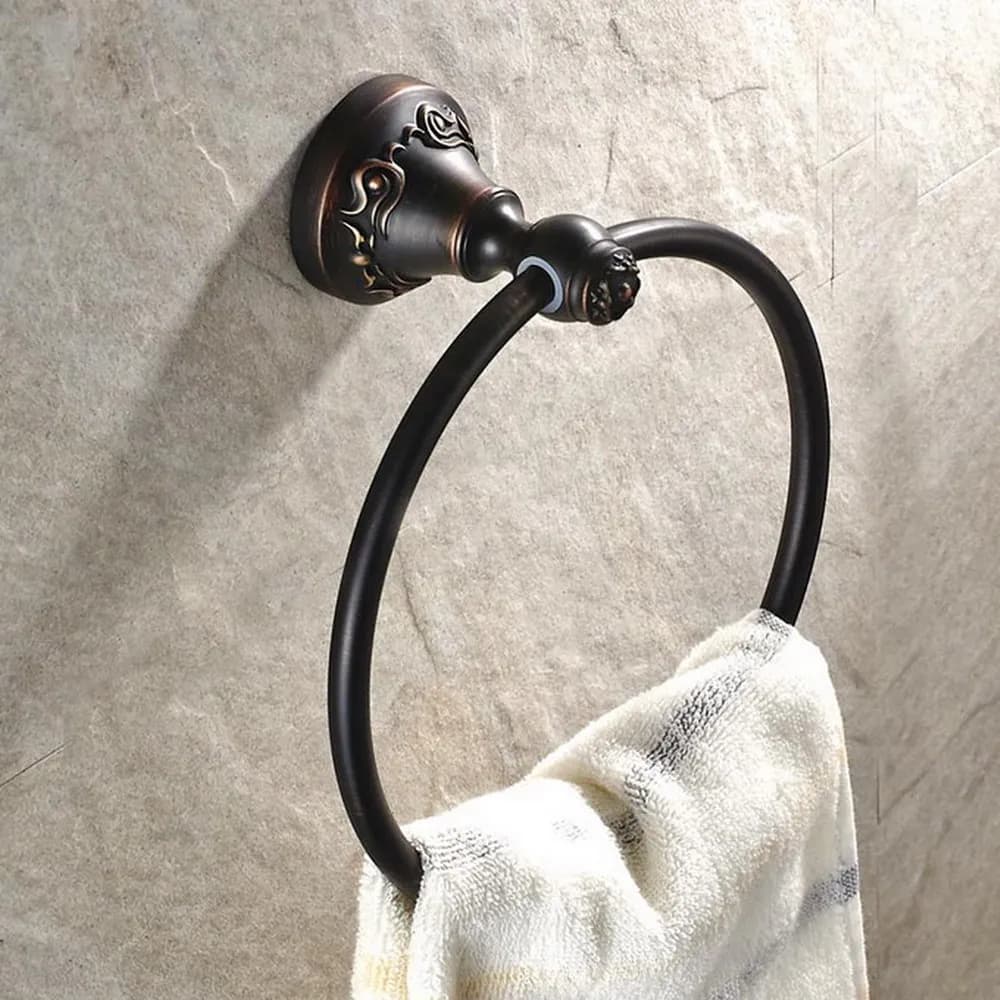 Anelli per asciugamani Anello per asciugamani in bronzo lucidato a olio nero Porta asciugamani Porta asciugamani da bagno Accessori per il bagno Decorazione della casa Nba446