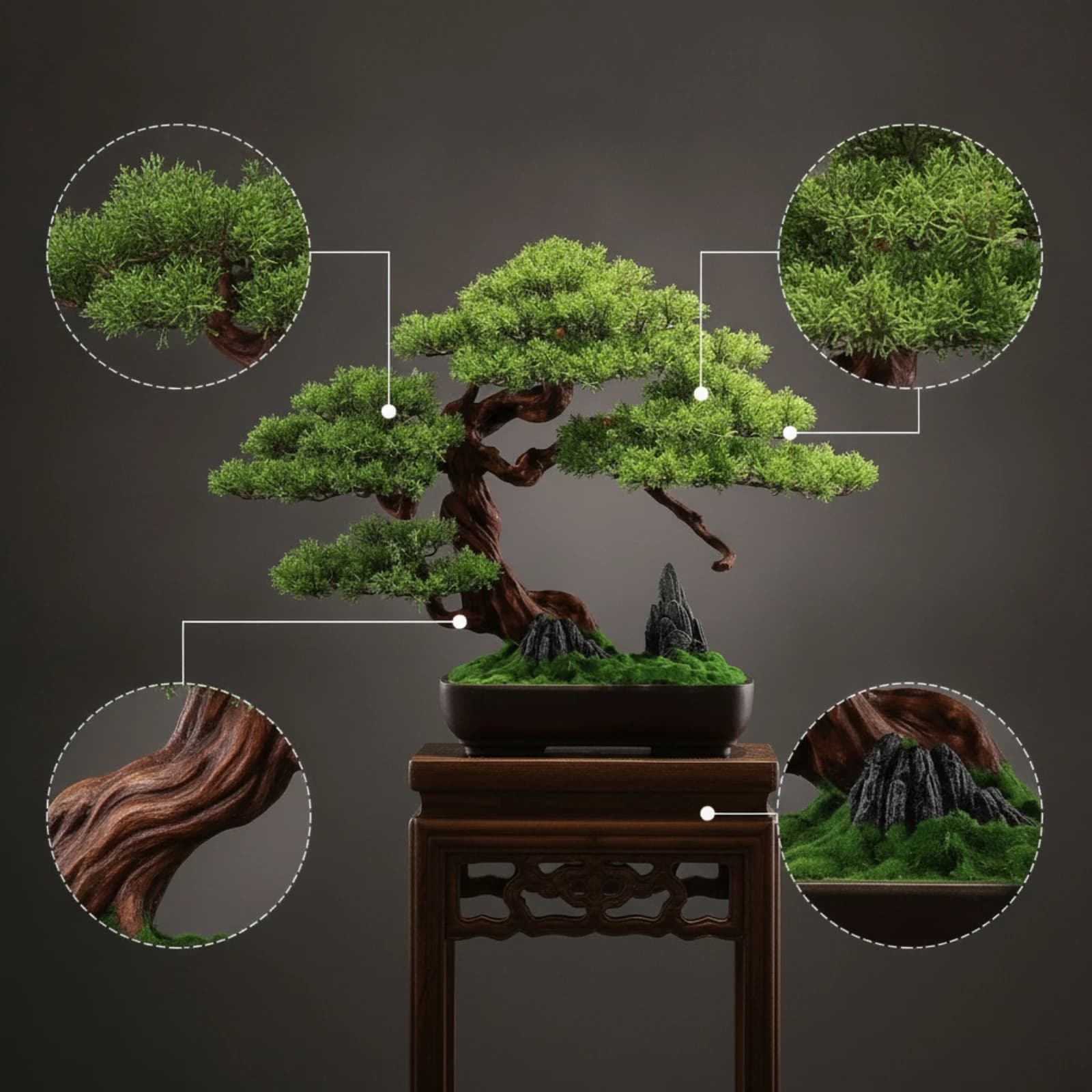 Artificial Bonsai Tree Desktop Fake Bonsai Decor Mini Artificial Tree Lifelike Faux Potted Plant Maintenance-No-Maintenance