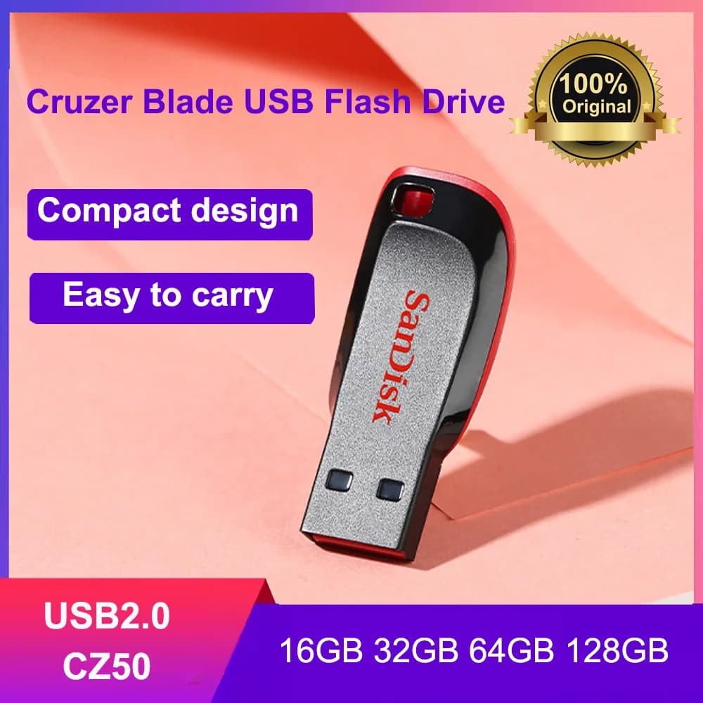 SanDisk Cruzer Blade SDCZ50 Mini USB Flash Drive 128GB 64GB 32GB 16GB Pendrive USB2.0 Flash Drive chiavetta USB memory stick