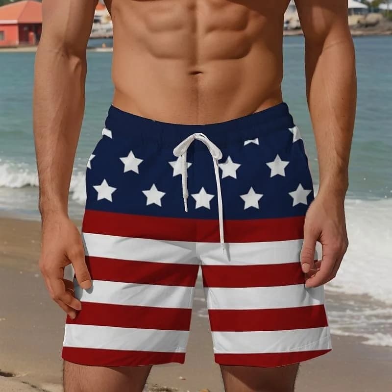 National Flag Classic Explosive Men's Shorts Fashion Couple 3D Printed Swimming Shorts Quick drying Beach Shorts Casual Street