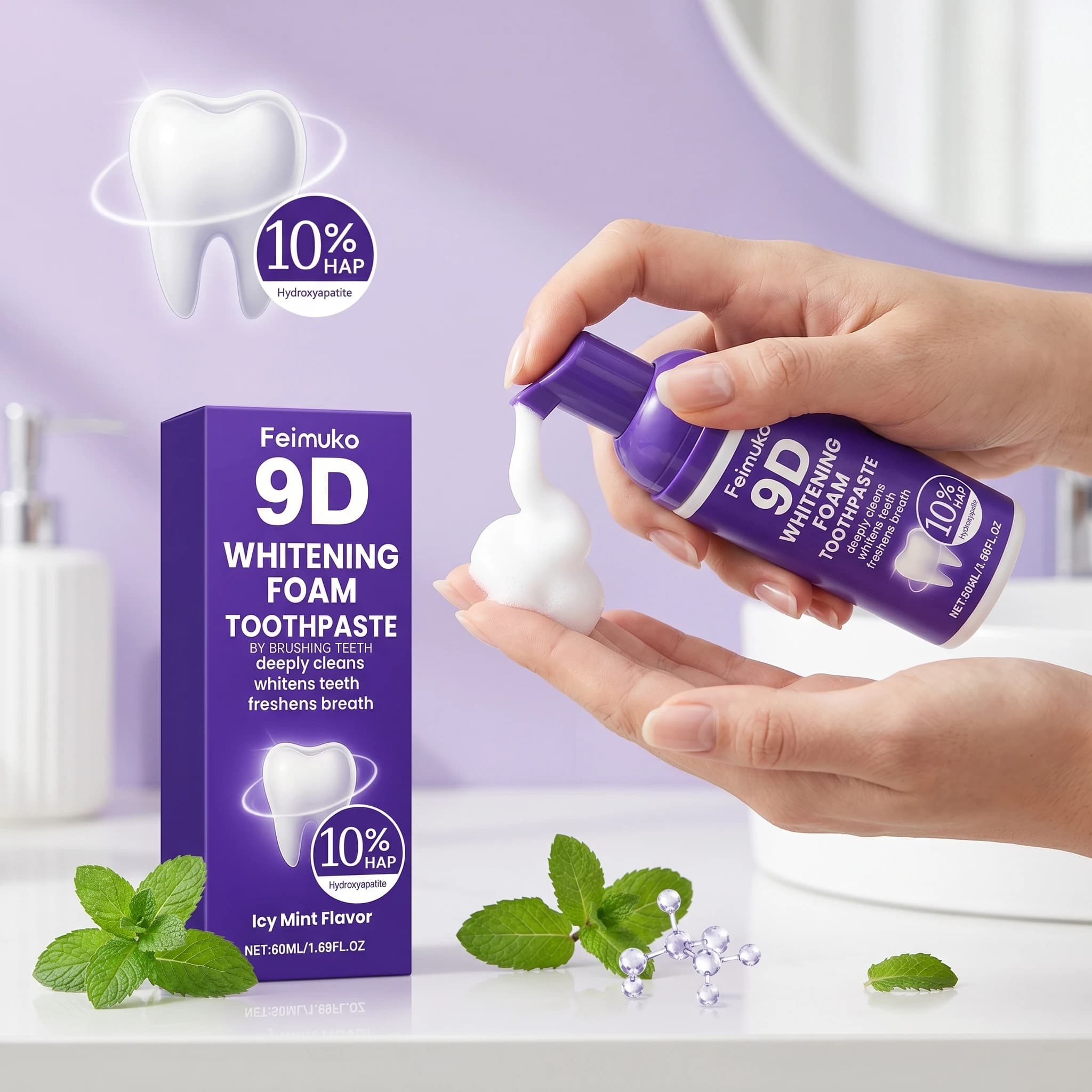 Whitening Mousse Toothpaste Deeply Cleaning Plaque Stain Rem Removal Yellowing Brightening Teeth Fresh Breath Mouth Hygiene Care