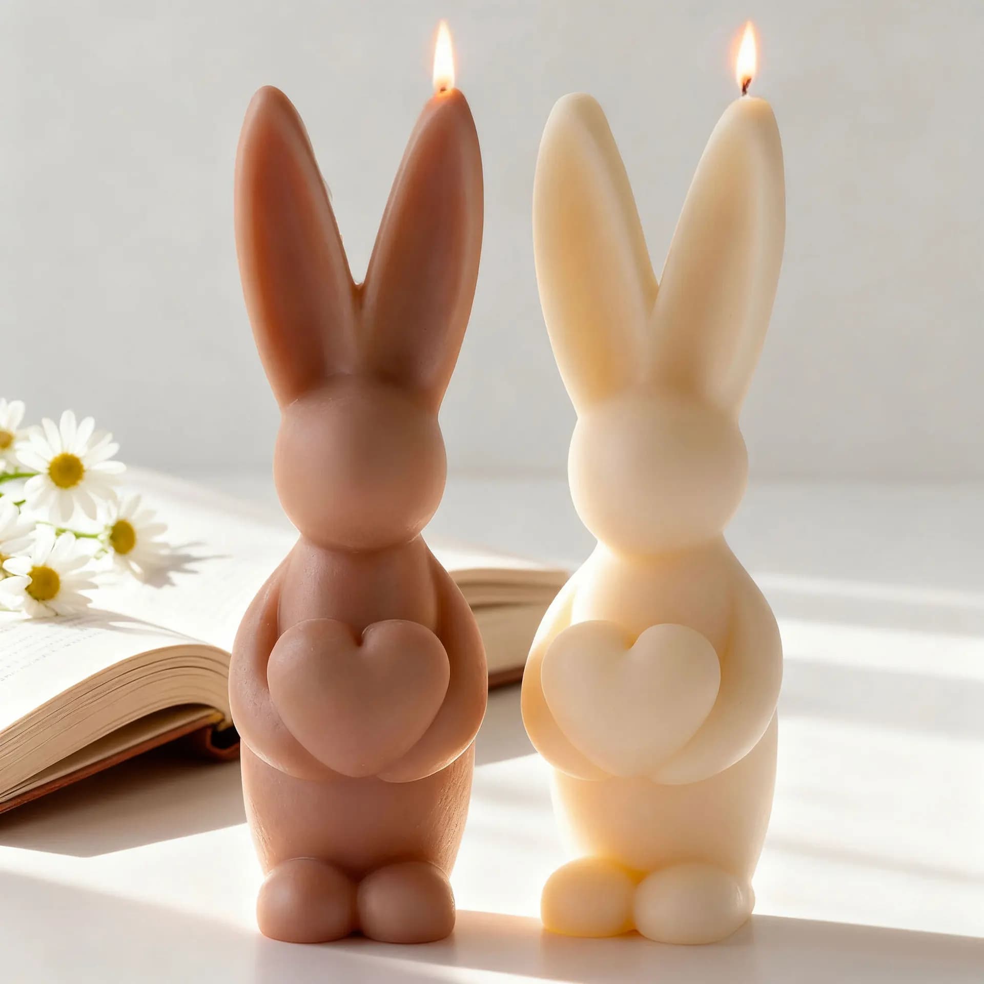 Easter Bunny Candle Silicone 3D Rabbit Bunny Egg Heart Aromatherapy Soap Gypsum Plaster Ornament Gift Mould Home Decor