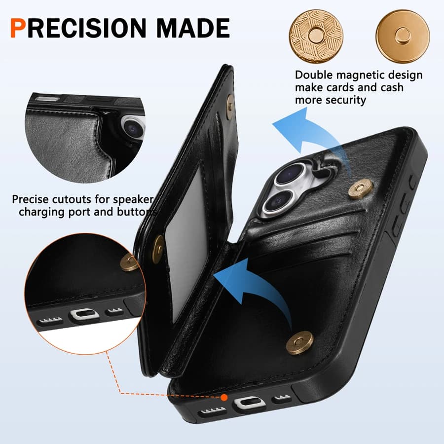 RFID Blocking Sheet Protect Magnetic Leather Case Suitable for iPhone 17Air 17 Pro Max Card Protective Bag