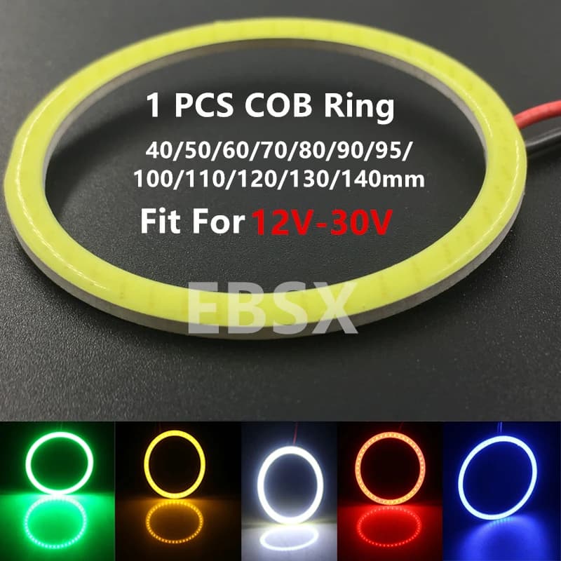 1PCS 12V-30V 40 50 80 95mm 100 130 140mm Halo Anello Fendinebbia COB LED Angel Eyes Lampadina Auto Luce di marcia diurna DRL Faro