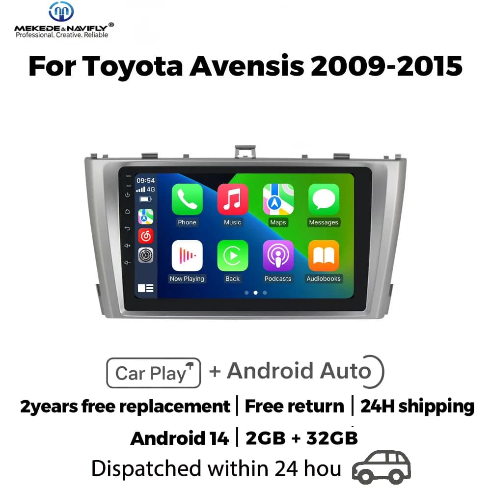 Sistema audio intelligente per auto MEKEDE&NAVIFLY Android 14, autoradio per Toyota Avensis T27 2009-2015, lettore multimediale GPS Carplay.